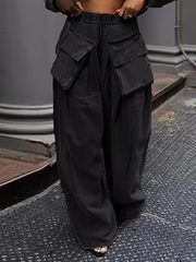 Wmstar Jeans Women High Waist Denim Bottom Boy Friend Straight Cargo Pockets Zip Pants Korean Streetwear