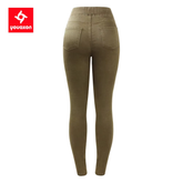 Youaxon EU Size Motor Biker High Waist Pleated Jeans Woman Army Green Stretchy Denim Skinny Pencil Pants Trousers For Women